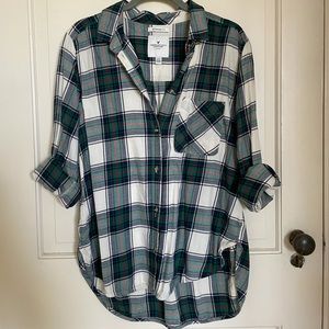 AE Button-up Boyfriend Fit Flannel Shirt